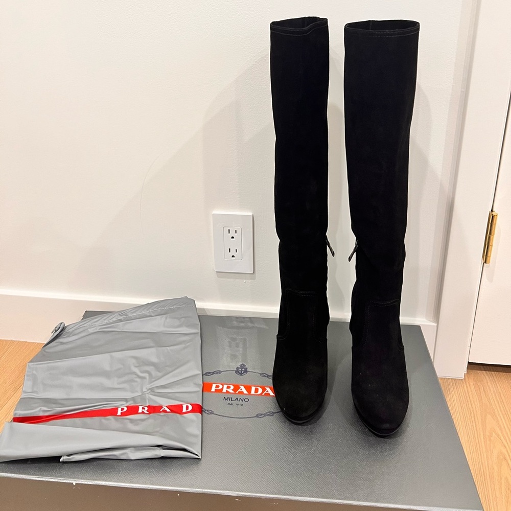 Prada suede wedge boots, size 37